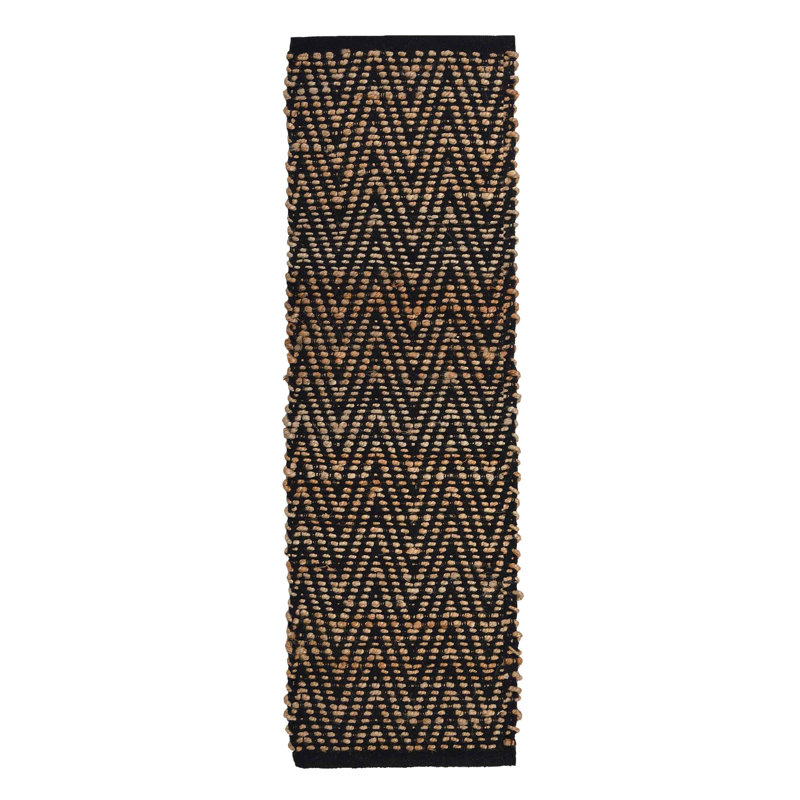 Chevy Chevron Area Rug in Brown/Black Jute, Runner 2'5" x 7'