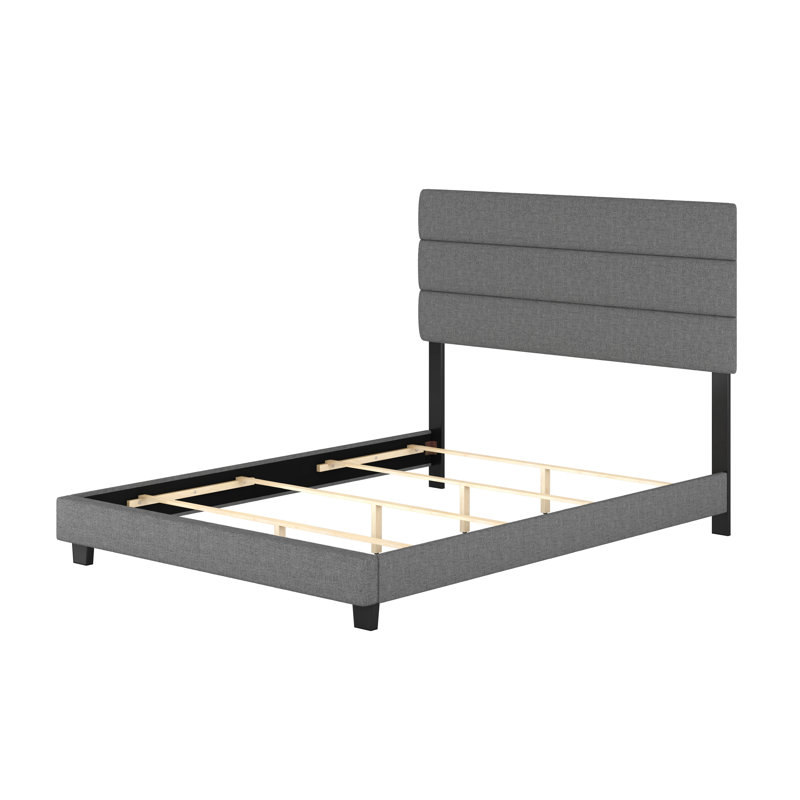Ravenna Medium Gray Upholstered Queen Linen Bed Frame
