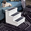 Rampe d'escalier en bois 3 marches avec tapis antidérapants pour petits chiens et chats - Blanc