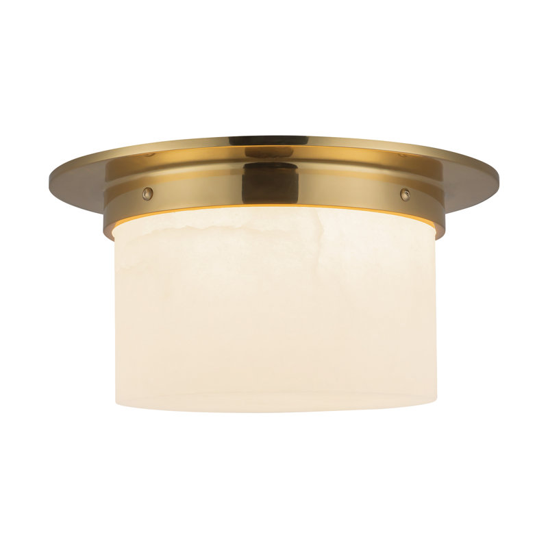 Mineral 11-in Brass Flush Mount, Alabaster, Brass