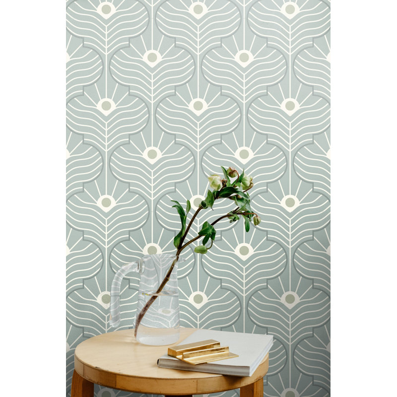 Moroccan Peacock 10' L x 24" W Wallpaper Roll, Self-adhesive, Powder Ash