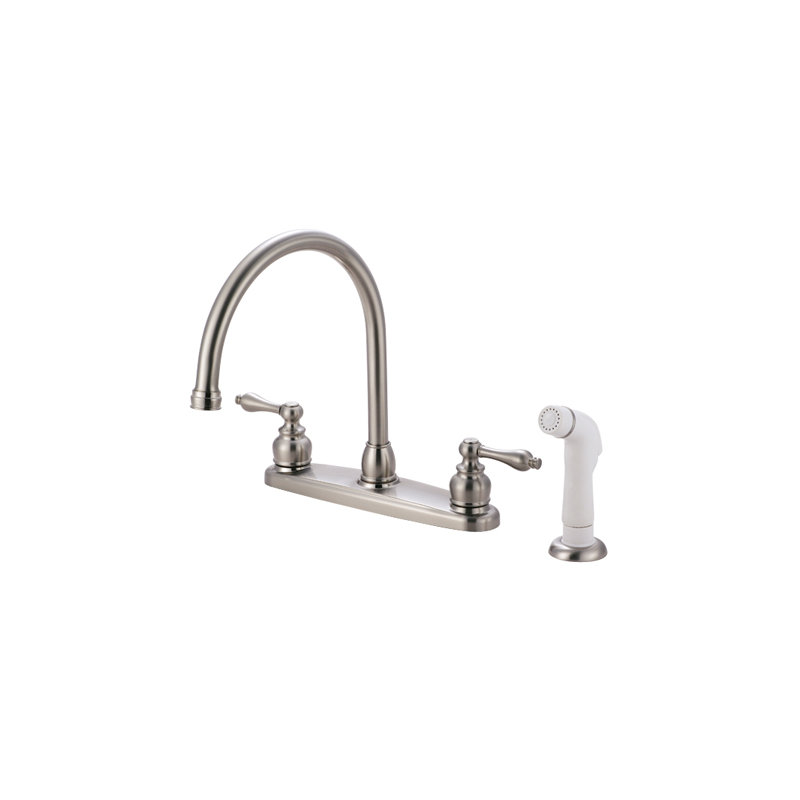 Victorian Hot & Cold Water Dispenser with Side Spray, Brushed Nickel/ Polished Chrome