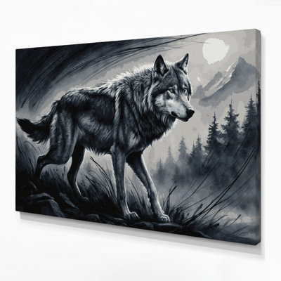Wildlife Gray Wolf Gray Canvas Wall Art