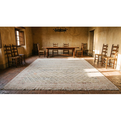 Tapis surdimensionné en coton ivoire Antique Agra