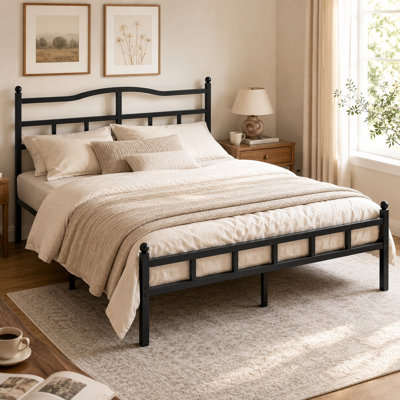 Metal Bed Frame With Headboard King Sized