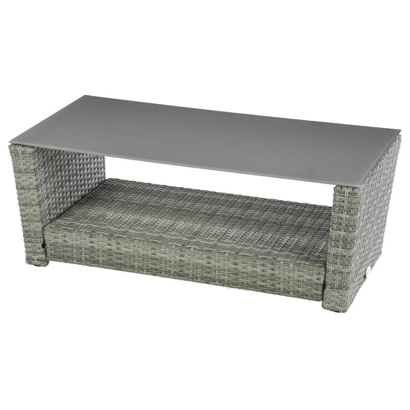 Ibbo Rectangular Wicker Outdoor Coffee Table , 57cm cm W 54cm cm D, Grey