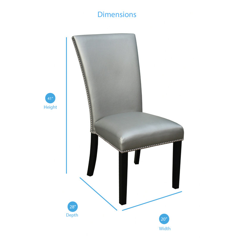 Anxhela 18'' H Faux Leather Upholstered Parsons Chair, Silver