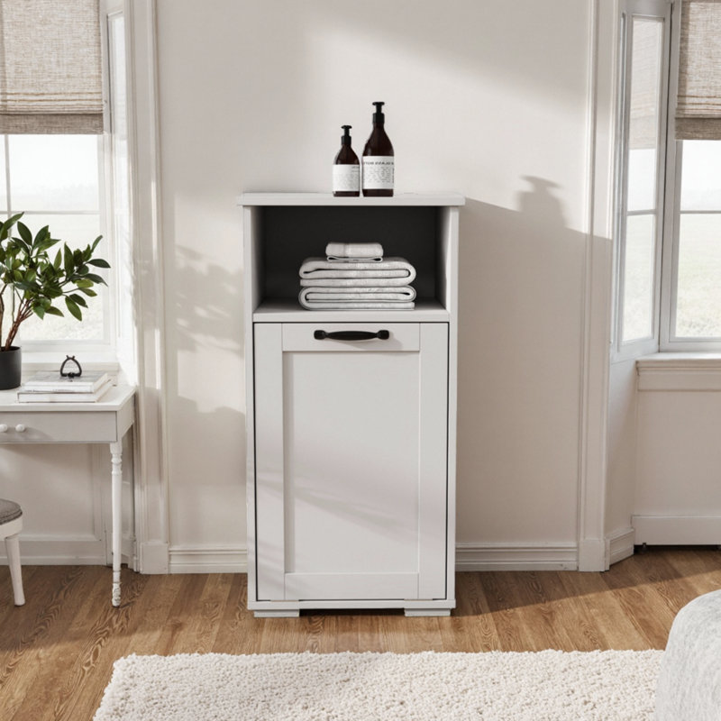 Armoire à lessive compacte avec doublure amovible - Organisateur de panier simple avec tablette ouverte pour les dortoirs et les appartements