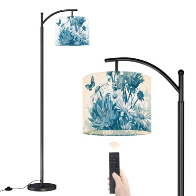 Lampe sur pied à arc avec abat-jour réglable fleurs sarcelle botaniques marguerites chaque pétale raconte lampe sur pied 3 températures de couleur à intensité variable haute lampe sur pied avec interrupteur au pied pour la chambre à coucher