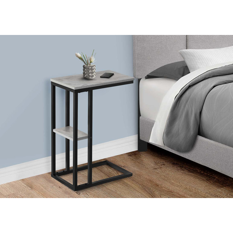 Table d'appoint, en forme de C, en bout, en stratifié latéral, en métal, pour le salon, Gris