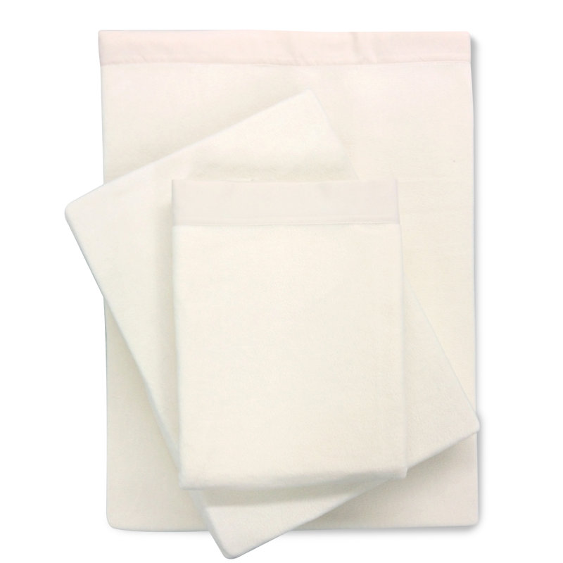 Ensemble de draps en flanelle de microfibre SENSATION, Simple, Ivoire