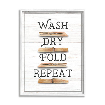 bb-032-Framed Rustic Laundry Phrases by Elizabeth Tyndall Wrapped Canvas Print