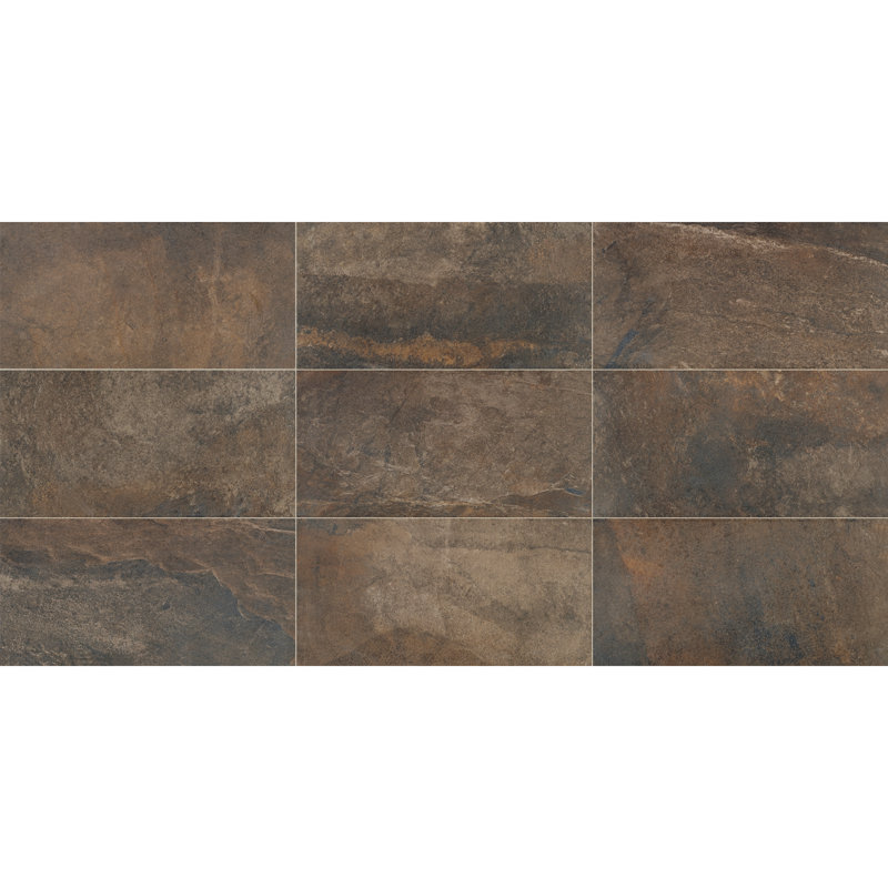 Daltile Slate Attache 12" x 24" Porcelain Floor Tile (9 PC Per Carton) (17.60 SQFT Per Carton), Multi Brown