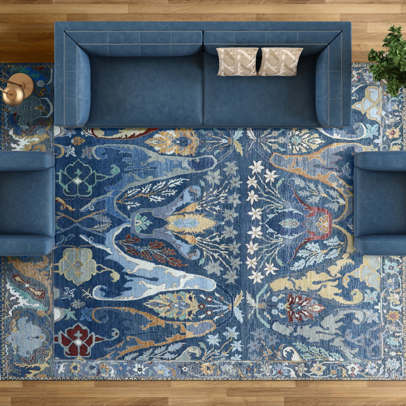 Hand Knotted Wool Indoor Rug, Rectangle 5' x 8'