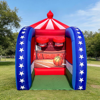 Jeu de basketball gonflable 6,5 x 6,5 x 9 pi avec ventilateur intégré, jeux de carnaval gonflables pour l'intérieur et l'extérieur