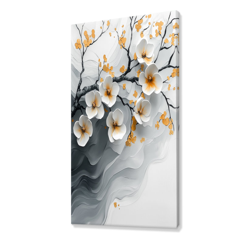 Velours fleur de cerisier noir I - art mural cerisier en fleurs, H 60 po x l 28 po, Toile tendue, Ne s'applique pas