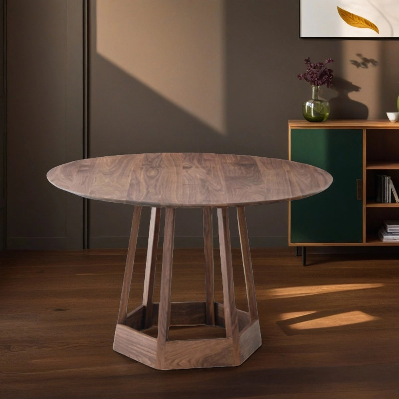 Simple style round dining table, 29.53" H x 47.24" L x 47.24" W