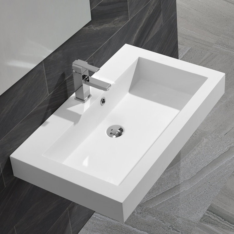 Lavabo de salle de bain vasque rectangulaire en résine blanc mat 31,3125 po DAX