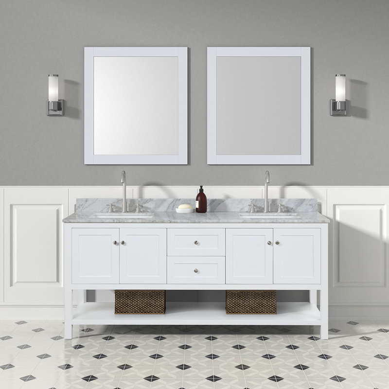 Ensemble de meuble-lavabo double 72 "Bristol, Blanc