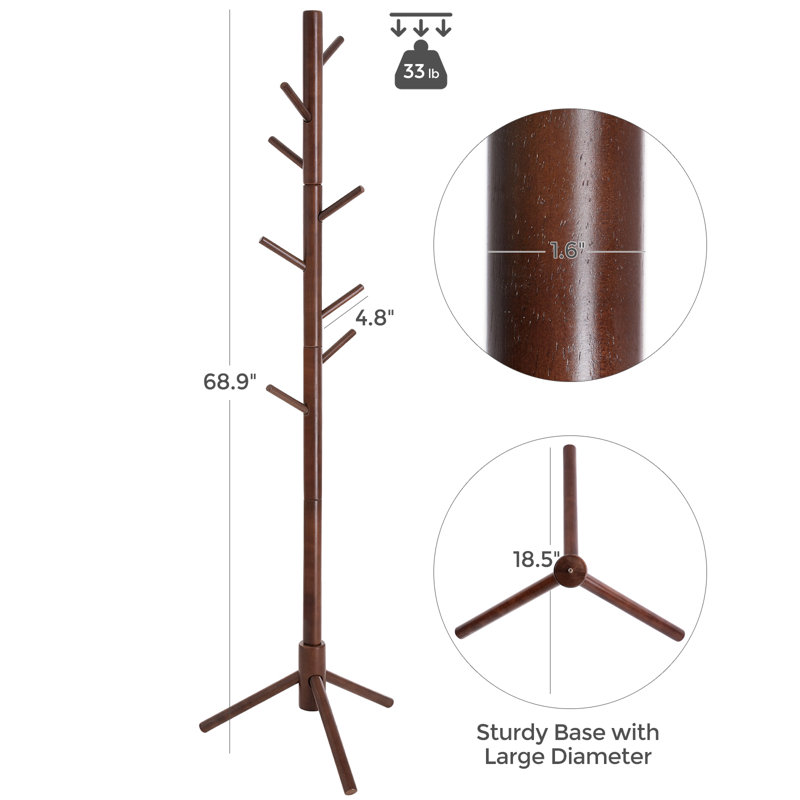 Freestanding Coat Rack, Dark Walnut