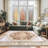 Machine Washable Indoor&Outdoor Area Rug Non-Slip Backing Light Brown Vintage Low Pile Rug for Living Room Bedroom Dorm Hotel-1164636934