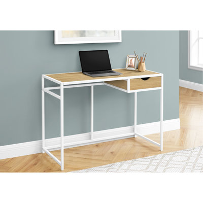 Bureau de travail moderne pour ordinateur portable avec stratifié naturel et rangement