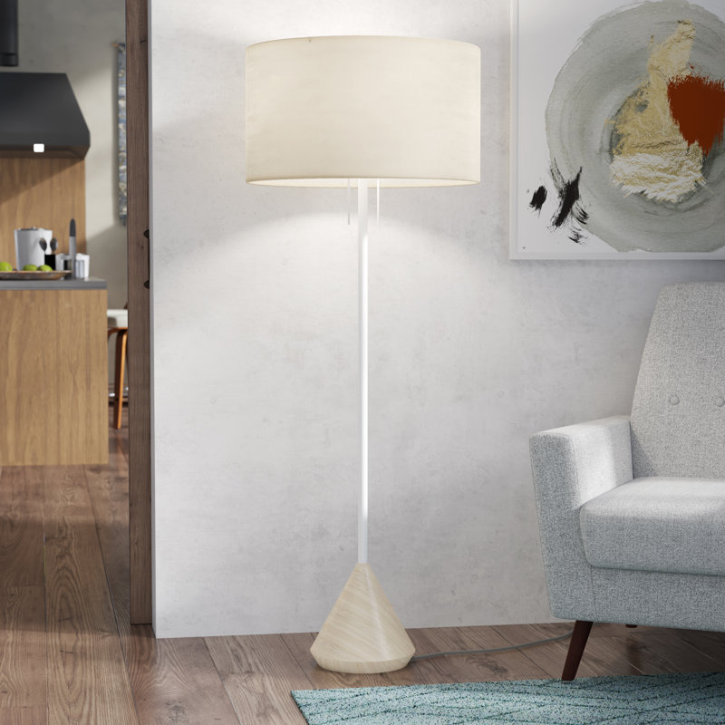 Lampe sur pied Flask, Frêne blanc délavé