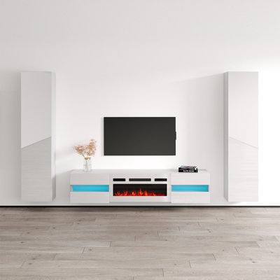 Breznau Entertainment Center for TVs up to 78"" with Electric Fireplace Included -  Brayden Studio®, EE2AC287FDC440AAAB88804330182494
