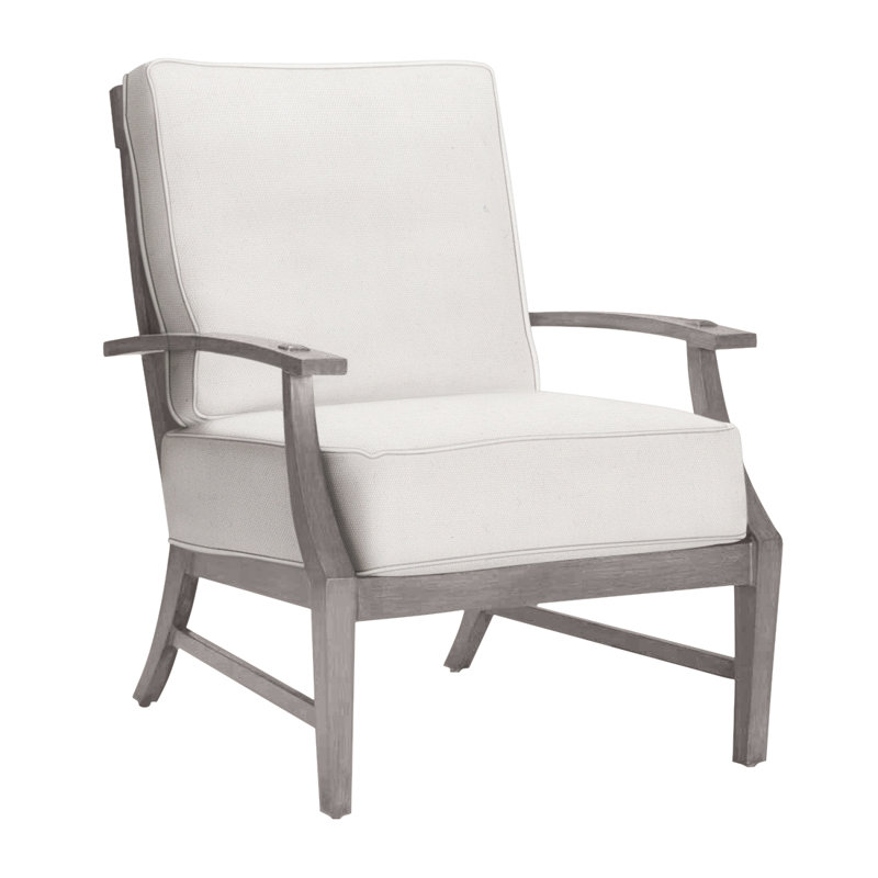 Croquet Patio Chair with Cushions, Welt, Oyster, Natural White