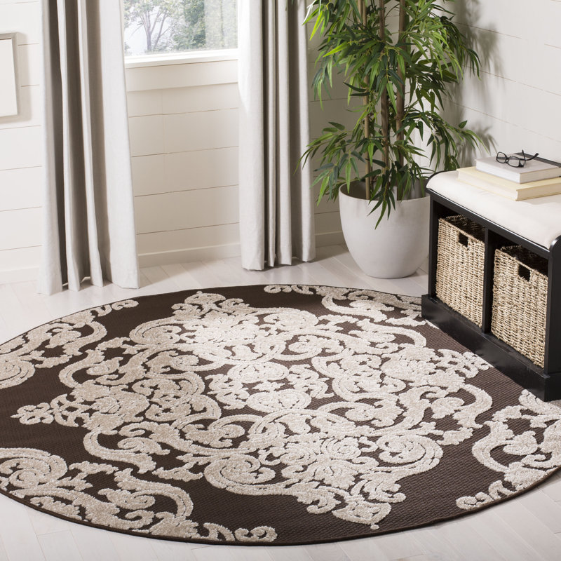 Barnett Performance Floral Rug, Round 6'7"