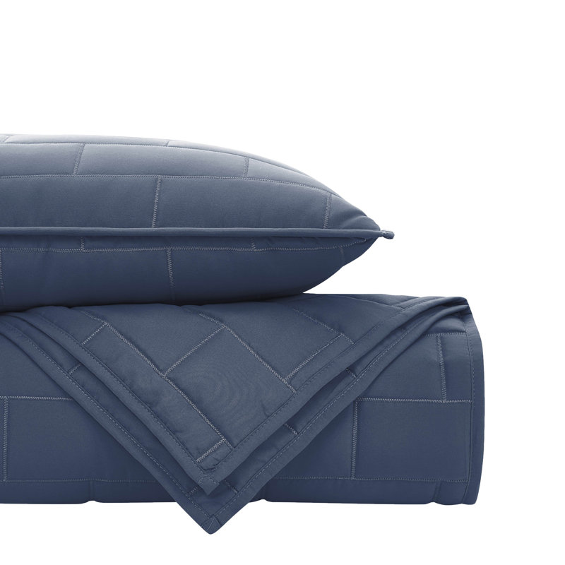 Ensemble de courtepointe Southshore Fine Linens Brickyard, Courtepointe simple / simple TG + 1 taie décorati, Bleu foncé