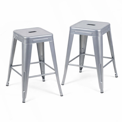 Tabouret à hauteur de comptoir 24 po, ensemble de 2 tabourets de bar en métal sans dossier, non empilable, amovible et facile à assembler, conception peu encombrante pour îlot de cuisine / bar / café / salle à manger
