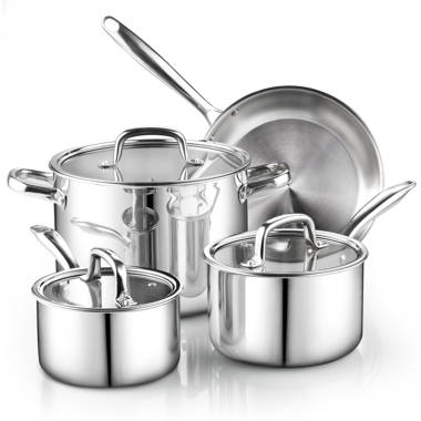  Cooks Standard Kitchen Cookware Sets Stainless Steel,  Professional Pots and Pans Include Saucepan, Sauté Pan, Stockpot with Lids,  8-Piece, Silver: Home & Kitchen