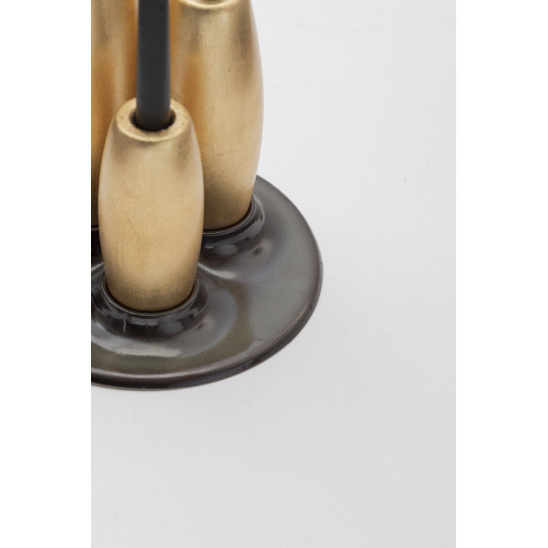 Salar Decorative Ceramic Candleholder With Gold Leaf Solid Wood Plynths By Andean, In Stock, Gold/Black