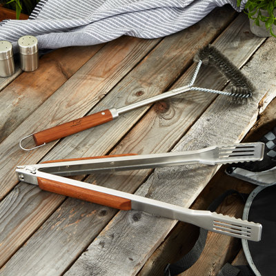 Pince à barbecue en acier inoxydable de 41,3 cm (16,25 po) avec manche en bois
