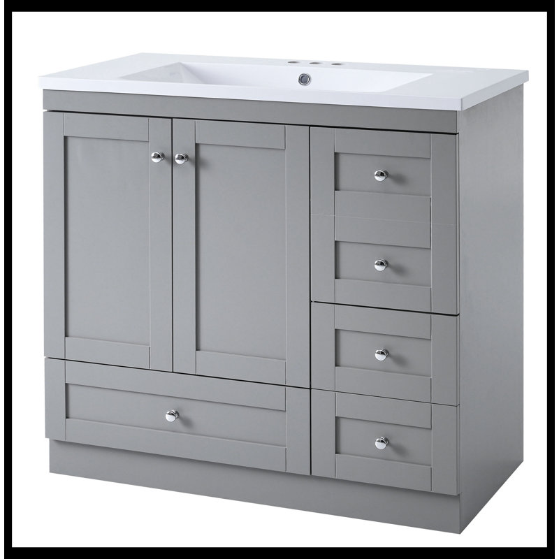 Ensemble de meuble-lavabo simple 17,90 po avec plateau en résine Fahiza, Gris