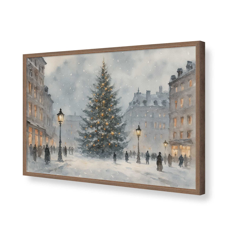 «Town Square Glow», reproduction d'art, 24 po x 36 po, Noyer