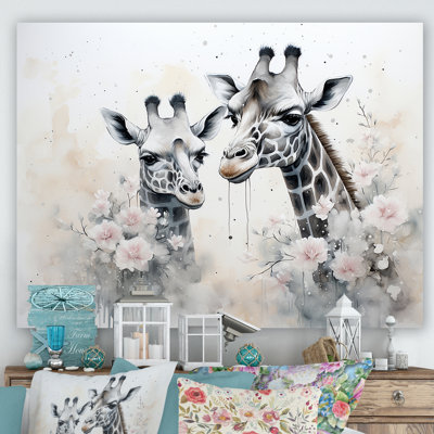 " Beige Playful Giraffe Family I "
