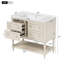 Ensemble de meuble-lavabo 36 po avec lavabo 36 po, lavabo en céramique encastré, ensemble de meuble-lavabo autoportant avec 4 tiroirs, armoire de salle de bain avec cadre en bois massif, beige-508711667