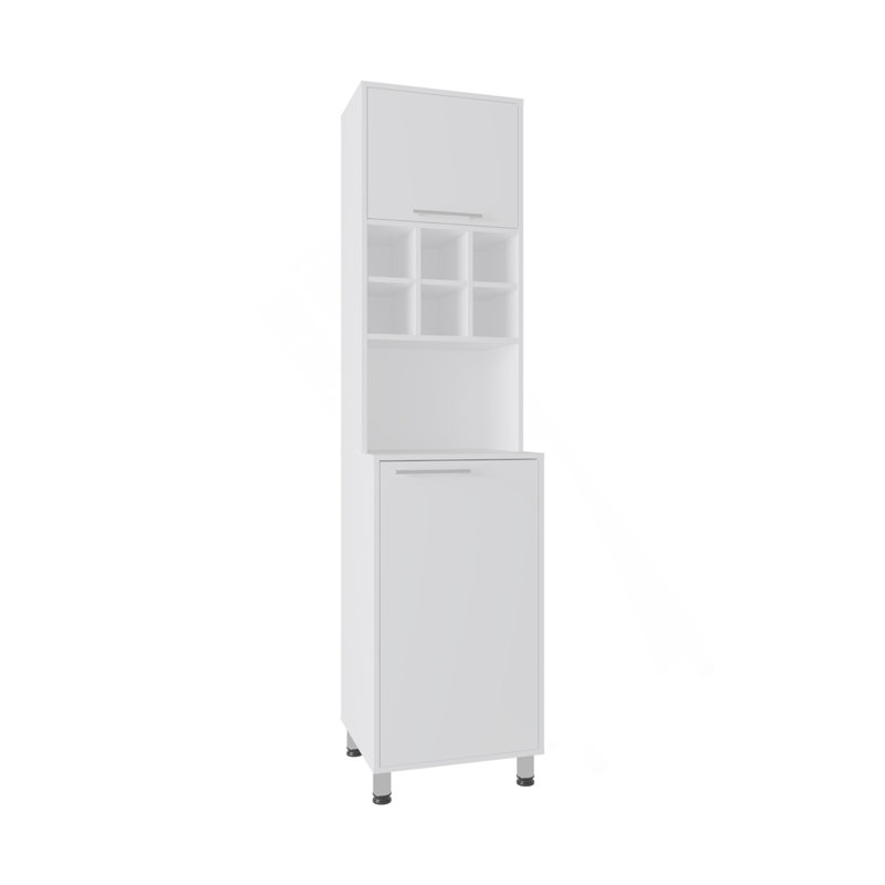 Attica 80" High Double Cabinet Kitchen Pantry , Storage Cabinet, Six Spice Cubbies And Four Shelves For Kitchen, Garage White