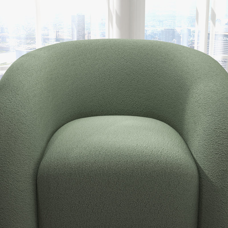 Fauteuil demi-tonneau pivotant rembourré Coyle, Polyester vert, 1