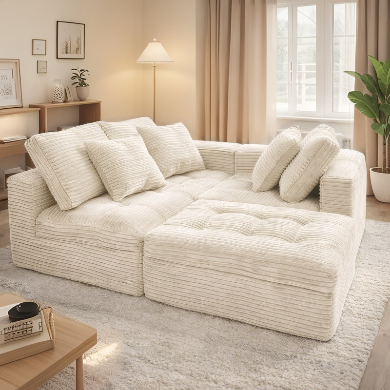 Canapé modulaire Boneless, Velours beige