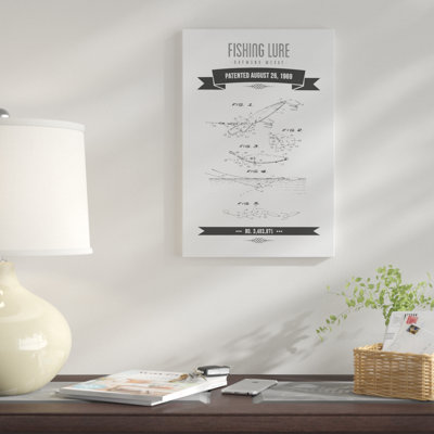 " Raymond McVay Fishing Lure Patent Sketch Retro IV " by Aged Pixel