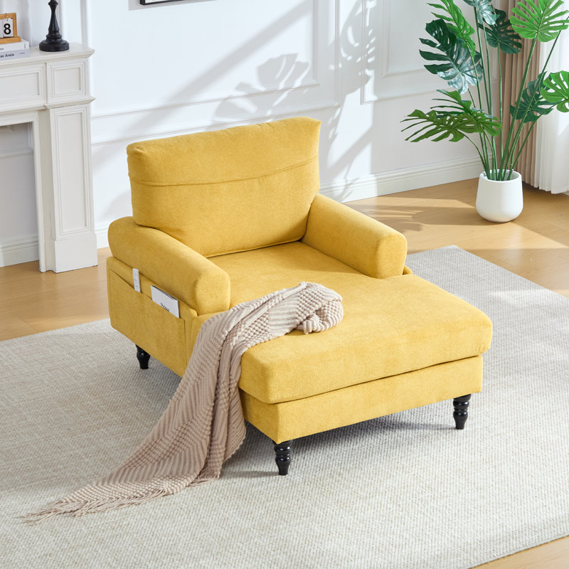 Chaise longue rembourrée 38,2 po, Jaune
