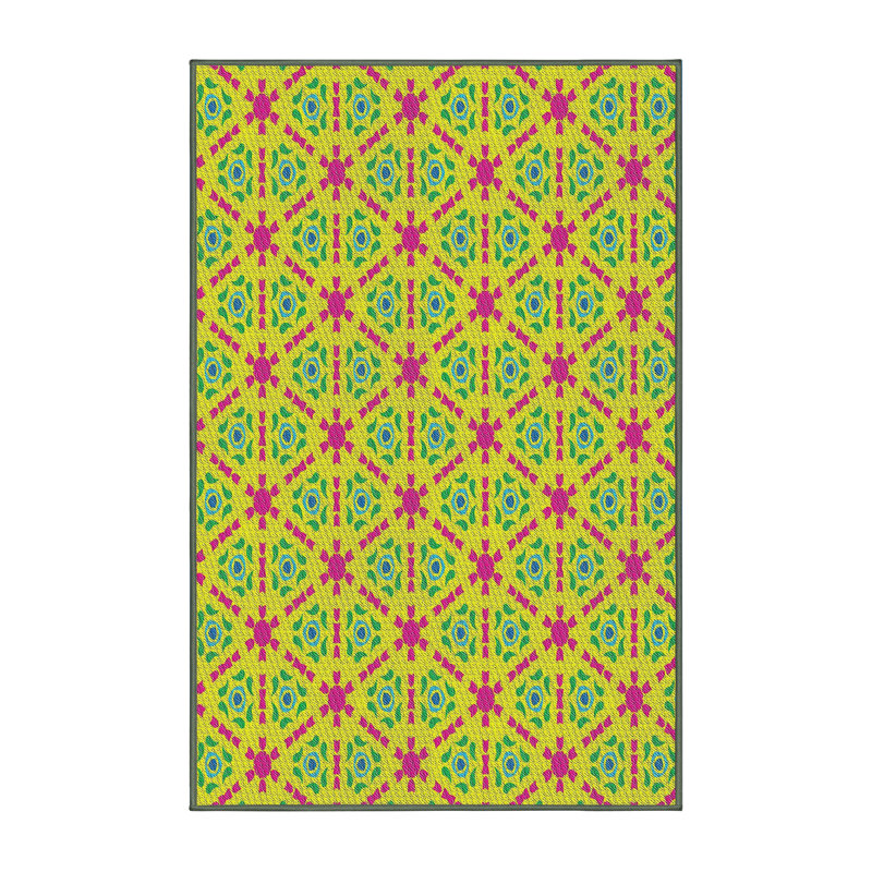 Tapis vert/rouge à motifs Biermann, Rectangle 5 pi x 7 pi