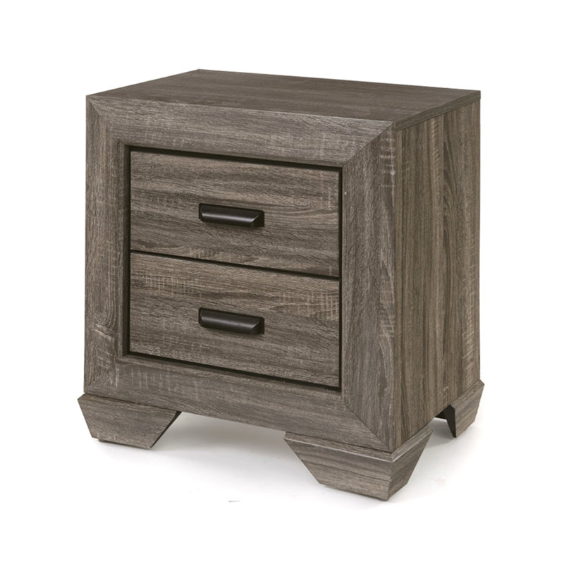 Table de chevet au fini gris vieilli