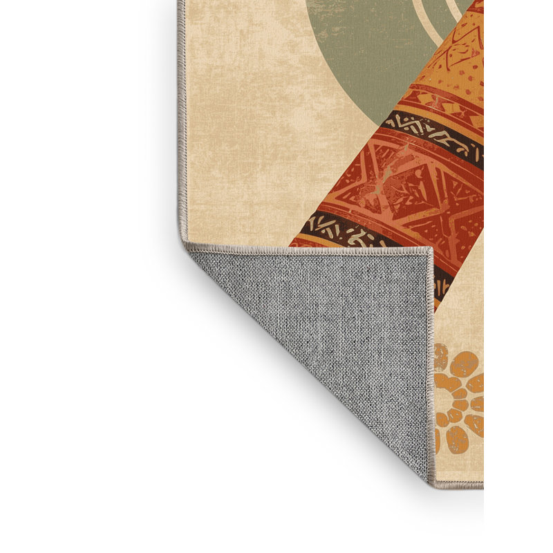 Tapis lavable à la machine de style rustique et moderne Didgeridoo beige - Reliure beige, 4 x 6