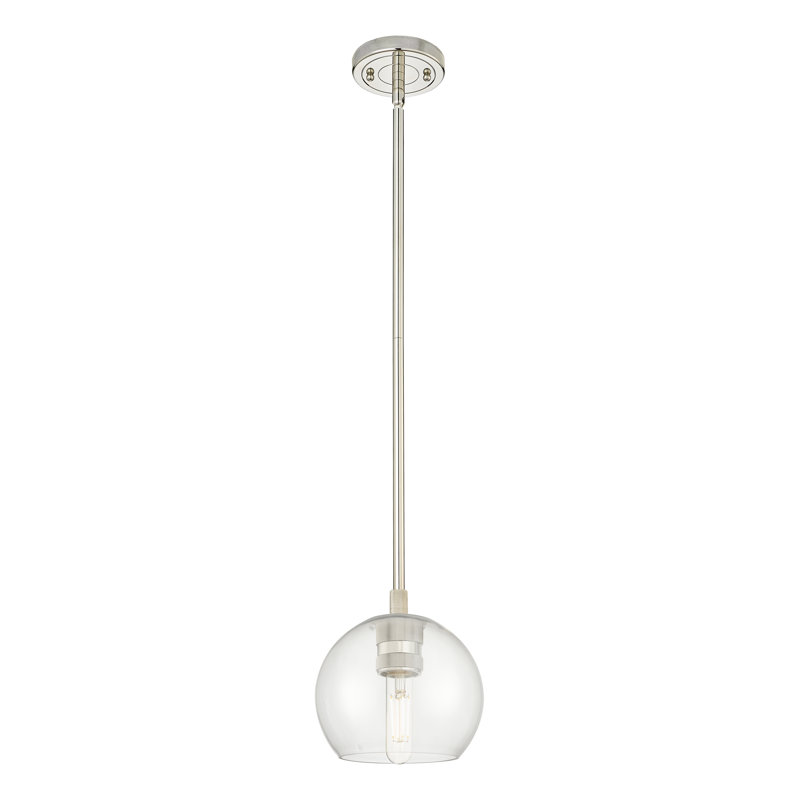 Kehlani - Luminaire suspendu suspendu tourbillon 1 lumière Athens, H 6 po x l 5,88 po x P 5,88 po, Clair, Nickel poli
