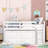 Loft Bed with Retractable Writing Desk and 4 Drawers, Wooden Loft Bed with Lateral Portable Desk and Shelves-888214023-888214024