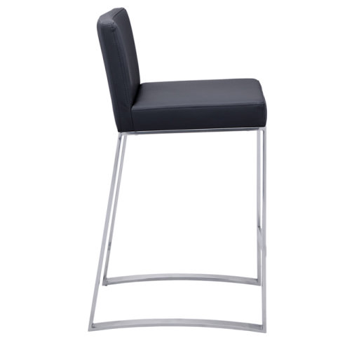 Bridlington Upholstered Stool with Metal Frame, White Faux Leather, Counter Stool (26" Seat Height)